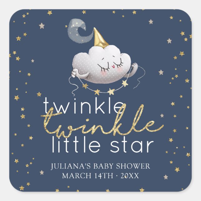 Twinkle Twinkle Little Star Baby Dusche Quadratischer Aufkleber (Vorderseite)