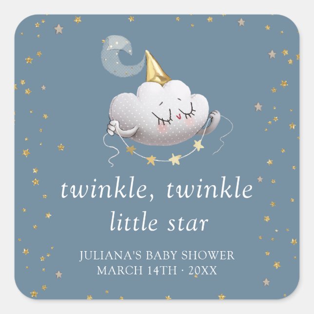 Twinkle Twinkle Little Star Baby Dusche Quadratischer Aufkleber (Vorderseite)