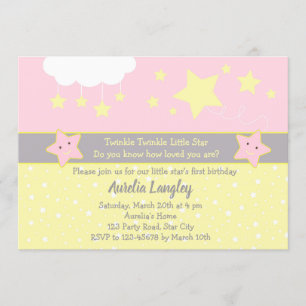 Twinkle Twinkle Little Star Baby Girl Dusche Einladung