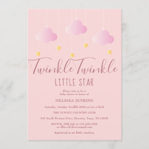 Twinkle Twinkle Little Star Baby Girl Dusche Pink Einladung
