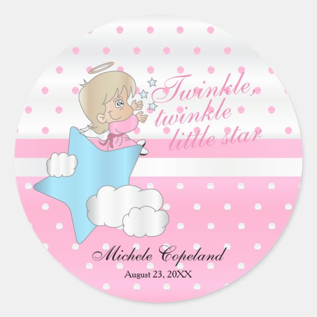 Twinkle, Twinkle Little Star - Baby Girl Runder Aufkleber (Vorderseite)