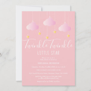 Twinkle Twinkle Little Star Baby Girl Shower Rosa Einladung