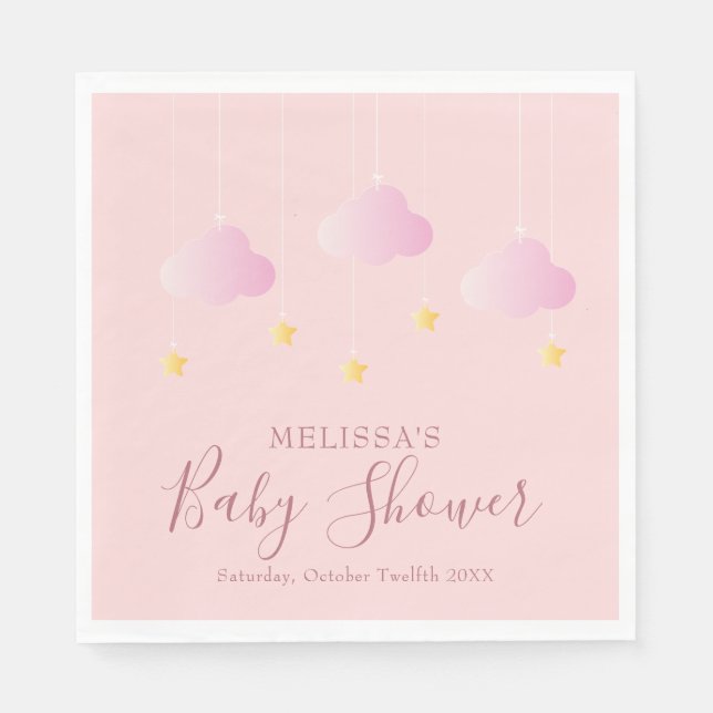 Twinkle Twinkle Little Star Baby Shower Girl Pink Serviette (Vorderseite)