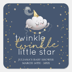 Twinkle Twinkle Little Star Baby Shower Quadratischer Aufkleber