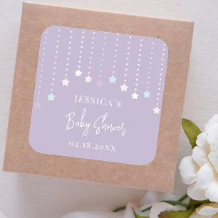 Twinkle Twinkle Little Star Baby Shower Quadratischer Aufkleber