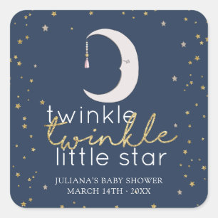 Twinkle Twinkle Little Star Baby Shower Quadratischer Aufkleber