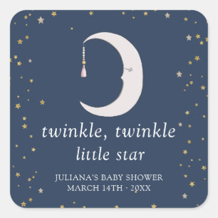Twinkle Twinkle Little Star Baby Shower Quadratischer Aufkleber