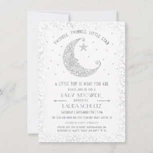 Twinkle Twinkle Little Star Baby Shower Silber Einladung