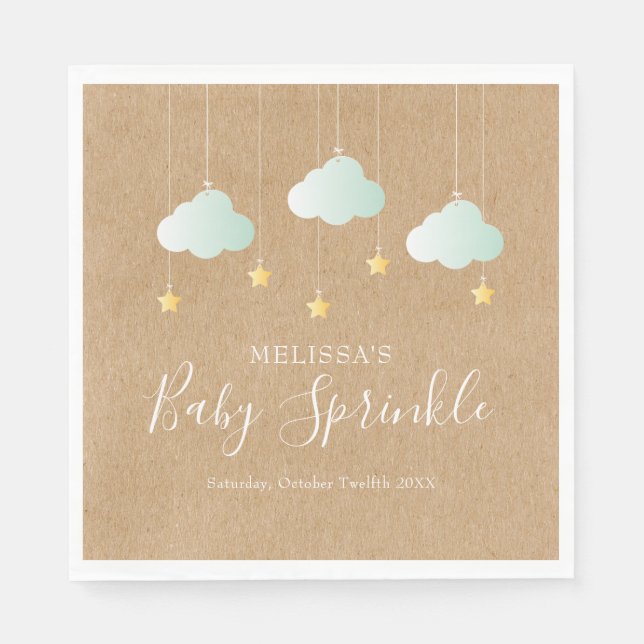 Twinkle Twinkle Little Star Baby Sprinkle Rustikal Serviette (Vorderseite)