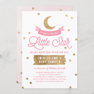 Twinkle Twinkle Little Star  Babydusche  Rosa Einladung