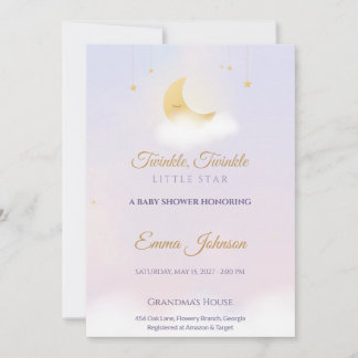 Twinkle Twinkle Little Star Babyparty, Lavendel Einladung