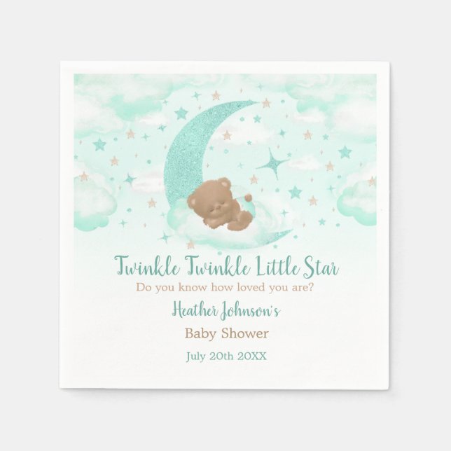 Twinkle Twinkle Little Star Bear Baby Dusche Serviette (Vorderseite)