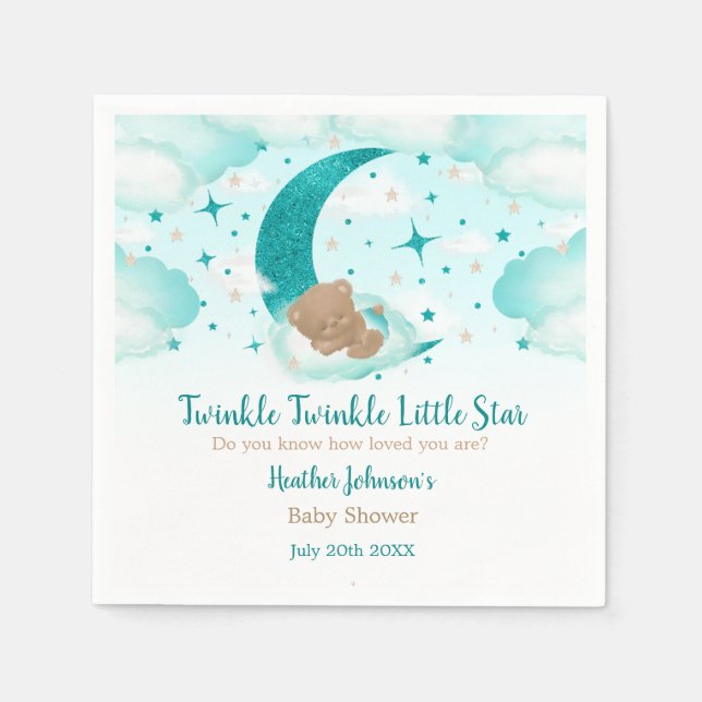 Twinkle Twinkle Little Star Bear Baby Dusche Serviette (Vorderseite)