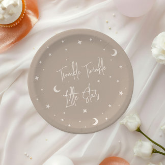 Twinkle Twinkle Little Star Beige Baby Shower Pappteller