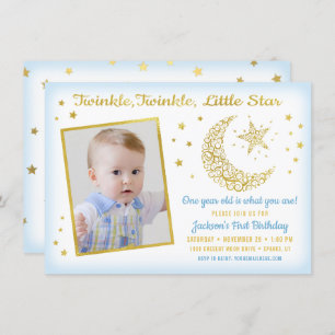Twinkle, Twinkle, Little Star Birthday Boy Foto Einladung