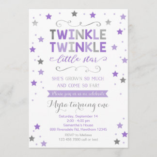 Twinkle Twinkle Little Star Birthday Invite, Mädch Einladung