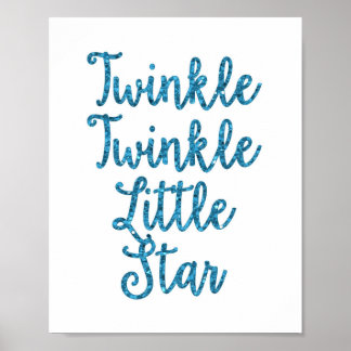 Twinkle Twinkle Little Star Blau Glitter Poster