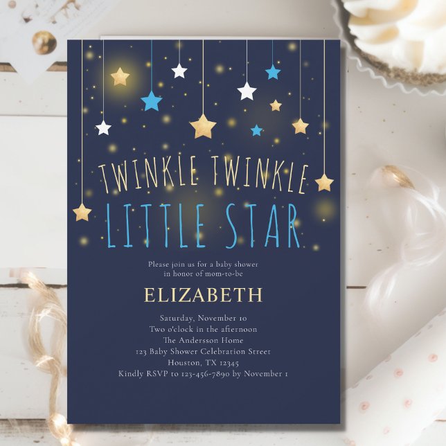 Twinkle Twinkle Little Star Blue Baby Dusche Einladung (Von Creator hochgeladen)