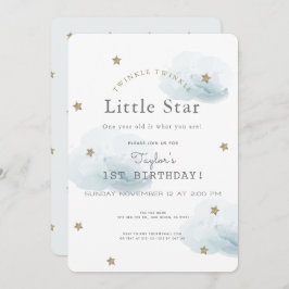 Twinkle Twinkle Little Star Blue Birthday Einladung