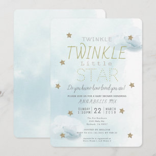 Twinkle Twinkle Little Star Blue Boy Baby Dusche Einladung