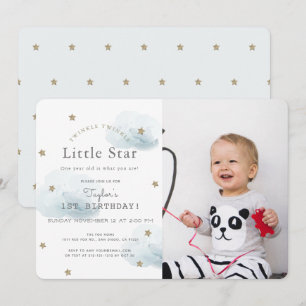 Twinkle Twinkle Little Star Blue Foto Geburtstag Einladung