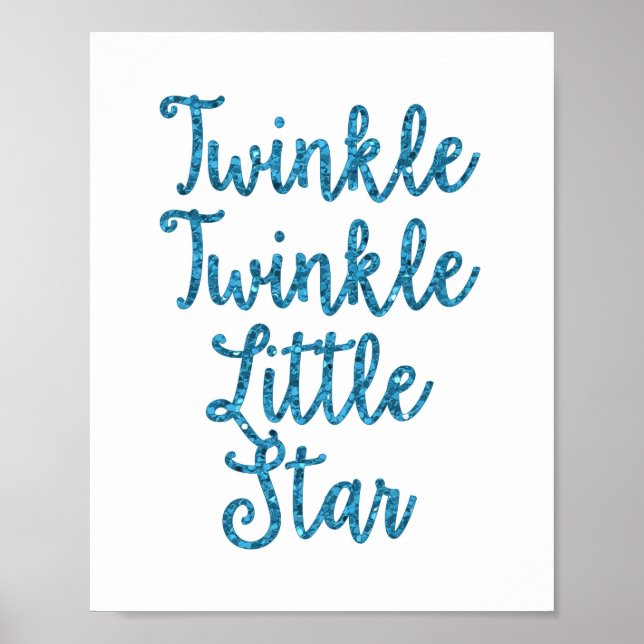 Twinkle Twinkle Little Star Blue Glitzer Poster (Vorne)