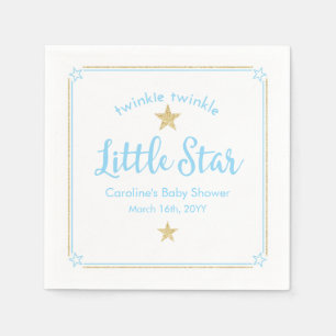 Twinkle Twinkle Little Star Blue Gold Baby Dusche Serviette