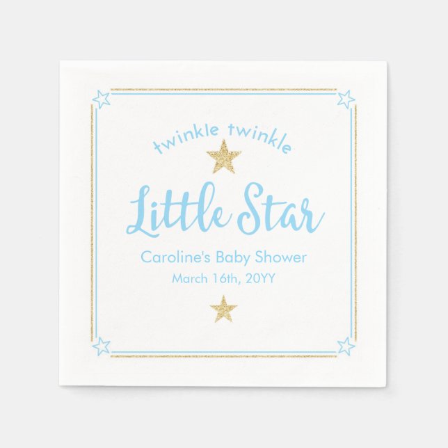 Twinkle Twinkle Little Star Blue Gold Baby Dusche Serviette (Vorderseite)