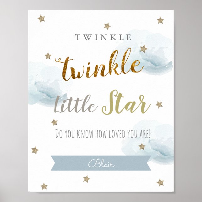 Twinkle Twinkle Little Star Blue Kinderzimmer Art Poster (Vorne)