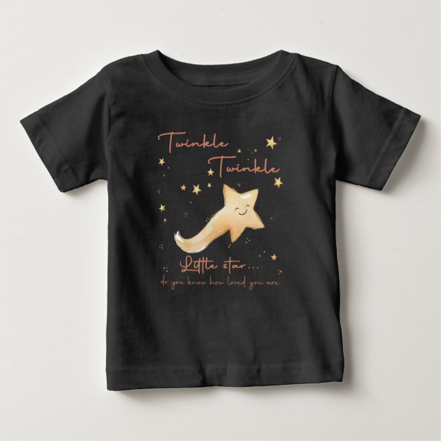 Twinkle Twinkle Little Star Boho Herbstpersonaliz Baby T-shirt (Vorderseite)