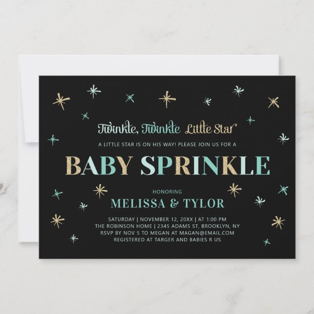 Twinkle Twinkle Little Star Boy Baby Sprinkle Einladung (Vorderseite)