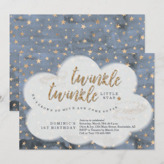 Twinkle Twinkle Little Star Boys erster Geburtstag Einladung