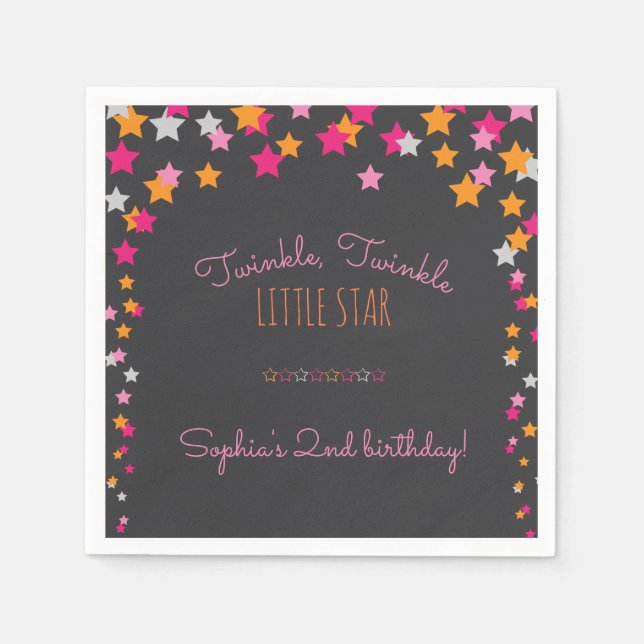 Twinkle Twinkle Little Star Chalkboard Geburtstag Serviette (Vorderseite)