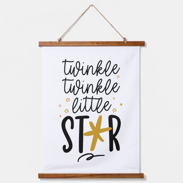 Twinkle Twinkle Little Star Doodle Wandteppich Mit Holzrahmen (Vorderseite)
