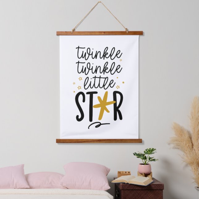Twinkle Twinkle Little Star Doodle Wandteppich Mit Holzrahmen (Schlafzimmer)