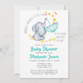 Twinkle Twinkle Little Star Elephant Baby Dusche Einladung