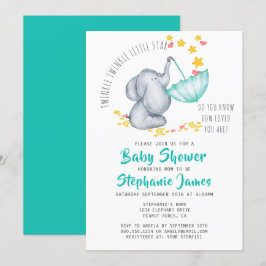Twinkle Twinkle Little Star Elephant Baby Dusche Einladung