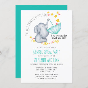 Twinkle Twinkle Little Star Elephant Gender Reveal Einladung