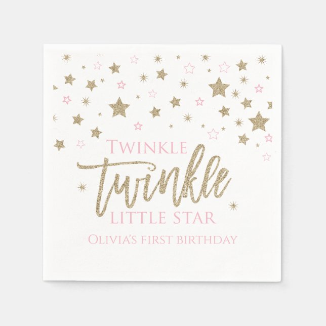 Twinkle Twinkle Little Star Erster Geburtstag Napk Serviette (Vorderseite)