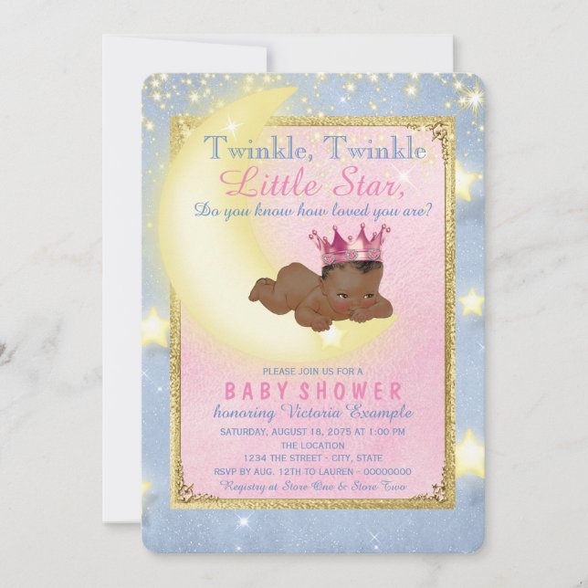Twinkle Twinkle Little Star Ethnic Baby Dusche Einladung (Vorderseite)