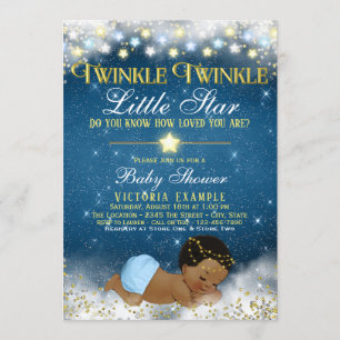 Twinkle Twinkle Little Star Ethnic Boy Baby Dusche Einladung