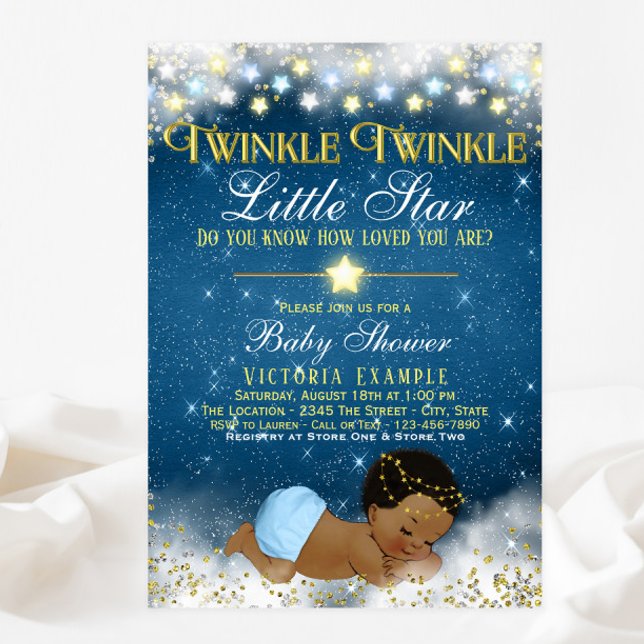 Twinkle Twinkle Little Star Ethnic Boy Baby Dusche Einladung (Von Creator hochgeladen)
