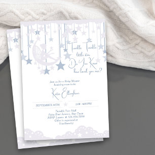 Twinkle Twinkle Little Star Feen Blau Baby Shower Einladung