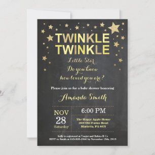 Twinkle Twinkle Little Star Gelbe Babyparty Einladung
