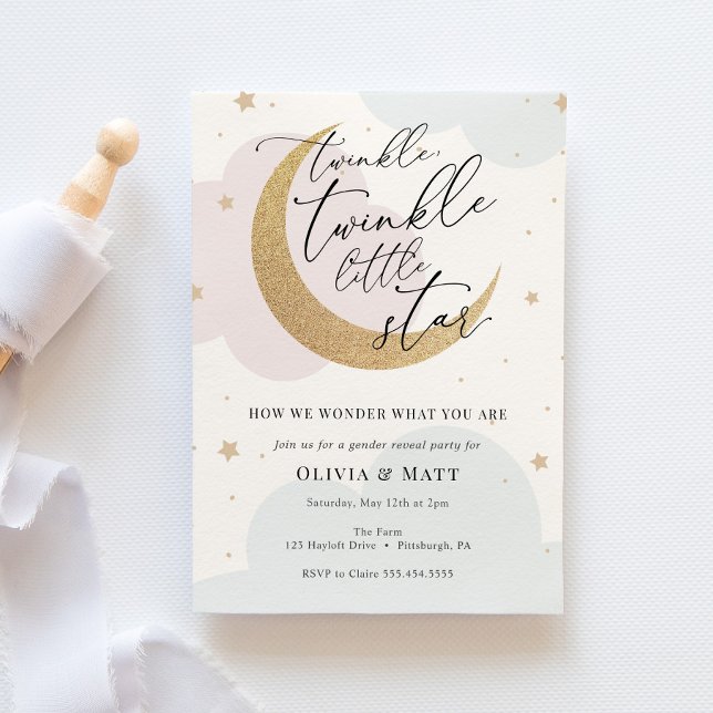 Twinkle Twinkle Little Star Gender Reveal Einladung (Von Creator hochgeladen)