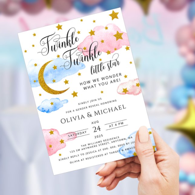 Twinkle Twinkle Little Star Gender Reveal Party Einladung (Von Creator hochgeladen)