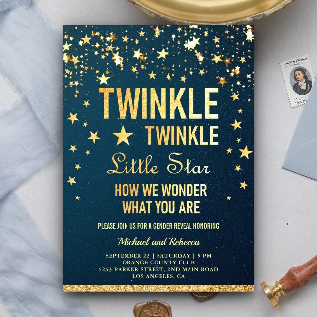 Twinkle Twinkle Little Star Gender Reveal Party Einladung (Von Creator hochgeladen)