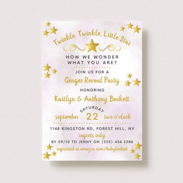 Twinkle Twinkle Little Star Gender Reveal Party Einladung (Von Creator hochgeladen)