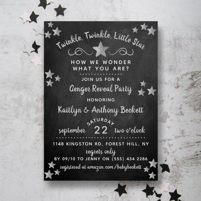Twinkle Twinkle Little Star Gender Reveal Party Einladung (Von Creator hochgeladen)
