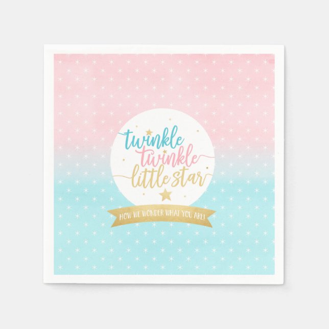 Twinkle Twinkle Little Star Gender Reveal Serviette (Vorderseite)
